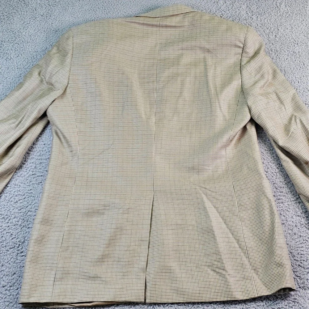 Brooks Brothers Sport Coat Mens 44 Beige Check Silk Wool Blazer Made In Italy